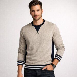 Paisley & Gray beige and navy weekender sweater slim fit XL